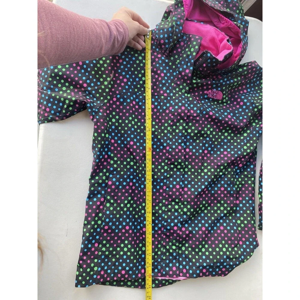 The North Face Kids Rain Jacket Polka Dot Black Pink Blue Green Size L 14/16